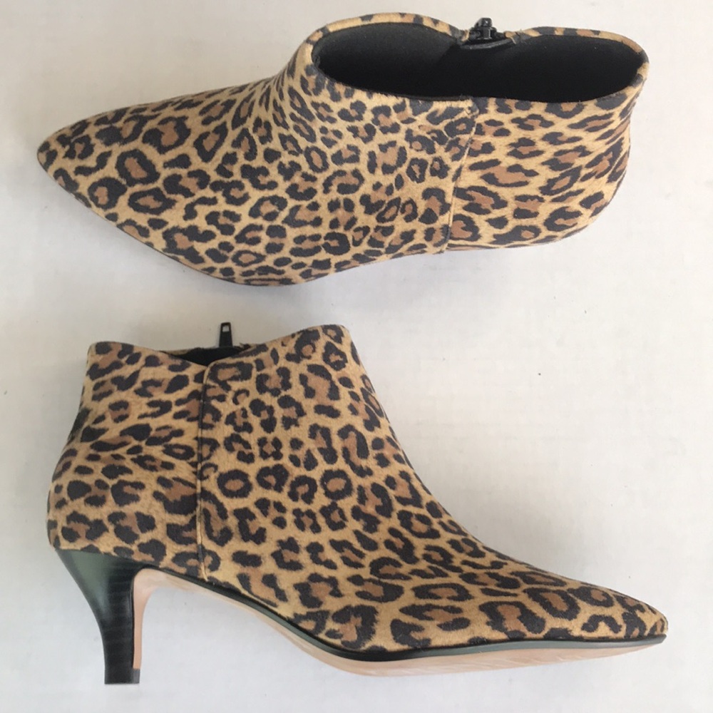 Clarks Leopard Print Booties With Kitten Heels - image 1